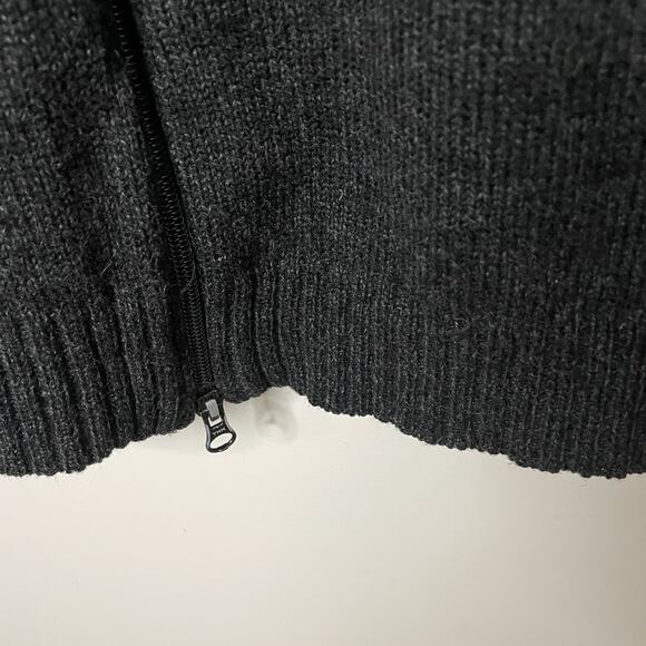 Woolrich Onyx Heather Gray 100% Wool Zip Up Sweater Grandpacore Men’s Size Large - Picture 8 of 16